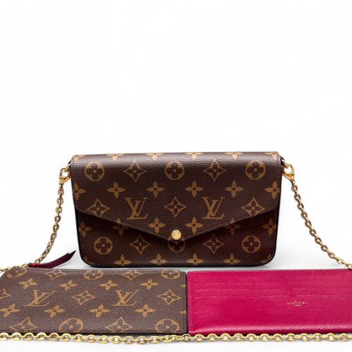 Louis Vuitton Pochette Felicie Chain Wallet Monogram Brown Magenta