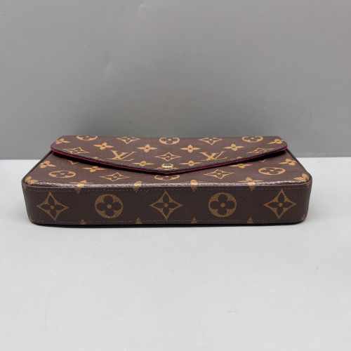 Louis Vuitton Pochette Felicie Chain Wallet Monogram Brown Magenta