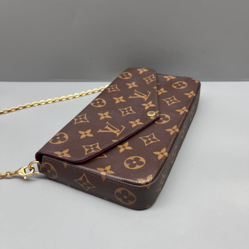 Louis Vuitton Pochette Felicie Chain Wallet Monogram Brown Magenta