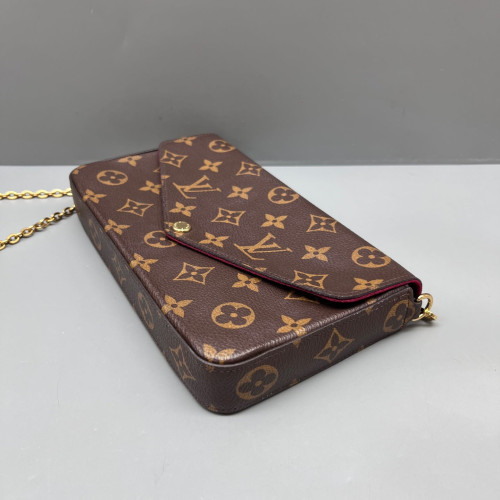 Louis Vuitton Pochette Felicie Chain Wallet Monogram Brown Magenta