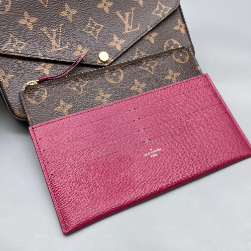 Louis Vuitton Pochette Felicie Chain Wallet Monogram Brown Magenta