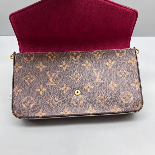 Louis Vuitton Pochette Felicie Chain Wallet Monogram Brown Magenta