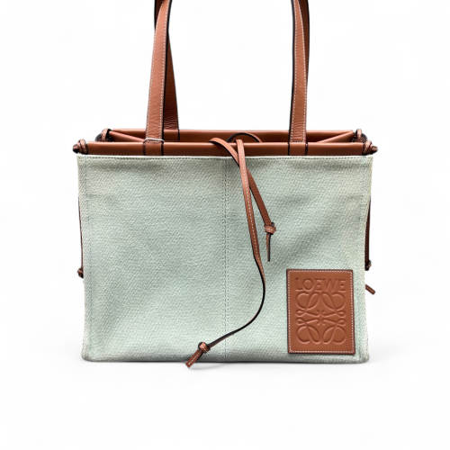 Loewe Tote Bag Canvas Calfskin Beige Brown