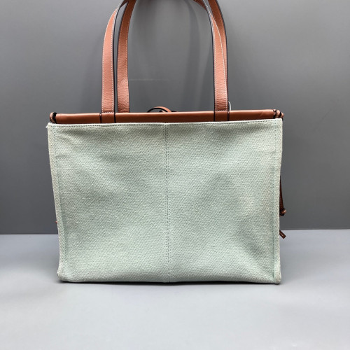 Loewe Tote Bag Canvas Calfskin Beige Brown