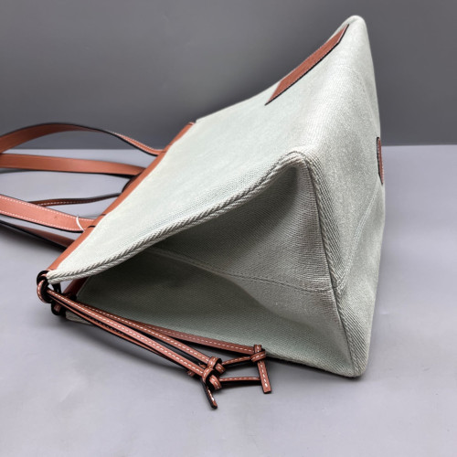 Loewe Tote Bag Canvas Calfskin Beige Brown