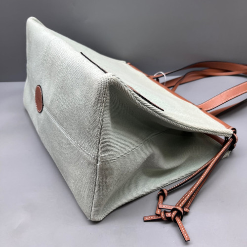 Loewe Tote Bag Canvas Calfskin Beige Brown