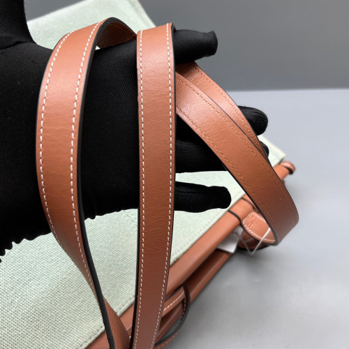 Loewe Tote Bag Canvas Calfskin Beige Brown