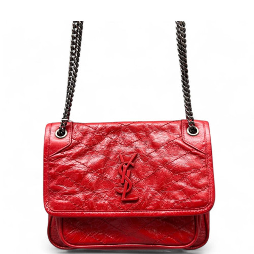 Yves Saint Laurent Baby Niki Chain Pull Up Leather Red