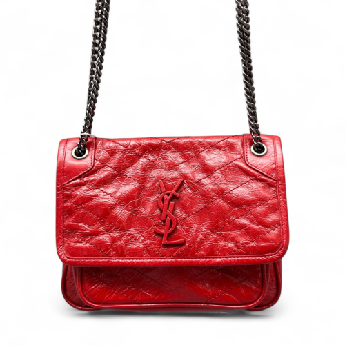 Yves Saint Laurent Baby Niki Chain Pull Up Leather Red