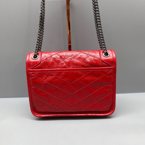Yves Saint Laurent Baby Niki Chain Pull Up Leather Red