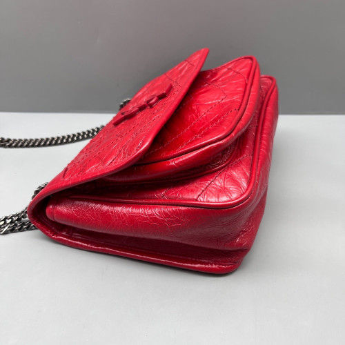 Yves Saint Laurent Baby Niki Chain Pull Up Leather Red