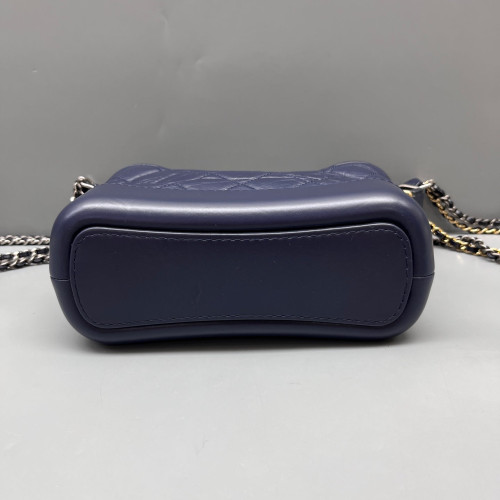 Chanel Quilted Small Gabrielle Hobo Calfskin Dark Blue
