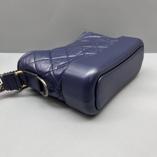 Chanel Quilted Small Gabrielle Hobo Calfskin Dark Blue