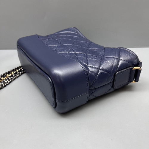 Chanel Quilted Small Gabrielle Hobo Calfskin Dark Blue