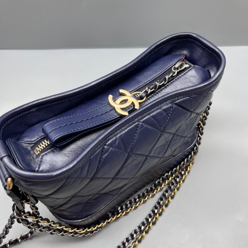 Chanel Quilted Small Gabrielle Hobo Calfskin Dark Blue