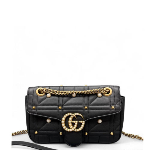 Gucci Diamante Studded Medium GG Marmont Calfskin Black Gucci Diamante Studded Medium GG Marmont Calfskin Black