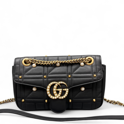 Gucci Diamante Studded Medium GG Marmont Calfskin Black Gucci Diamante Studded Medium GG Marmont Calfskin Black