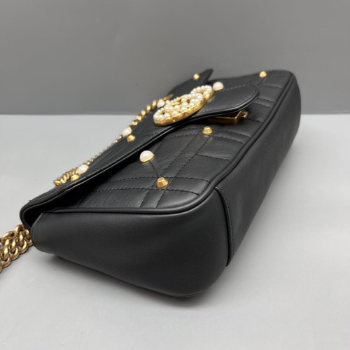 Gucci Diamante Studded Medium GG Marmont Calfskin Black Gucci Diamante Studded Medium GG Marmont Calfskin Black