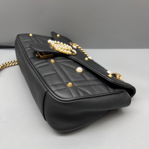 Gucci Diamante Studded Medium GG Marmont Calfskin Black Gucci Diamante Studded Medium GG Marmont Calfskin Black