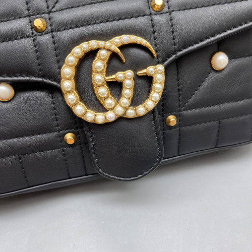 Gucci Diamante Studded Medium GG Marmont Calfskin Black Gucci Diamante Studded Medium GG Marmont Calfskin Black