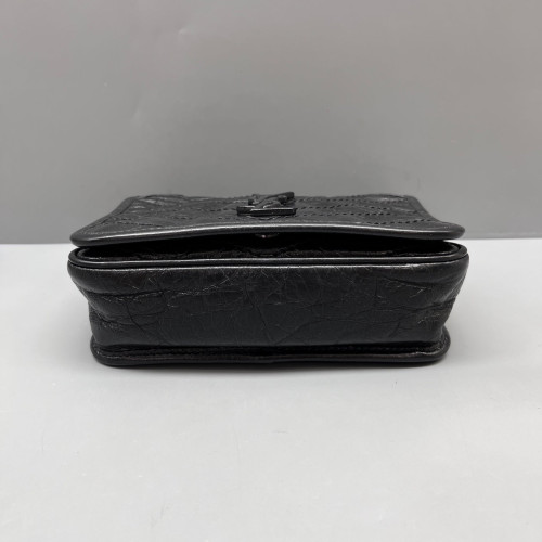 Yves Saint Laurent Niki Chain Wallet Calfskin Pull Up Leather Black