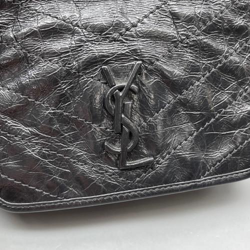 Yves Saint Laurent Niki Chain Wallet Calfskin Pull Up Leather Black