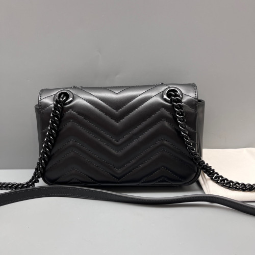 Gucci Chevron Mini GG Marmont Calfskin Black