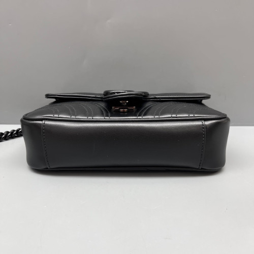 Gucci Chevron Mini GG Marmont Calfskin Black