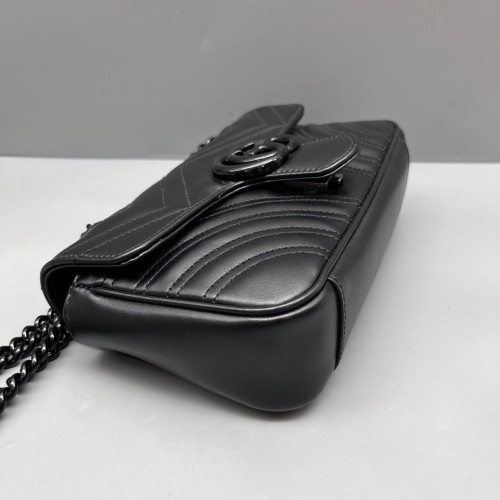 Gucci Chevron Mini GG Marmont Calfskin Black