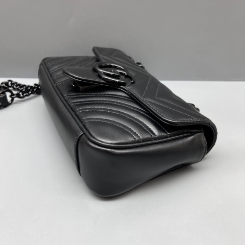 Gucci Chevron Mini GG Marmont Calfskin Black