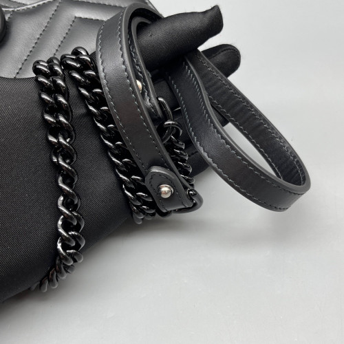Gucci Chevron Mini GG Marmont Calfskin Black