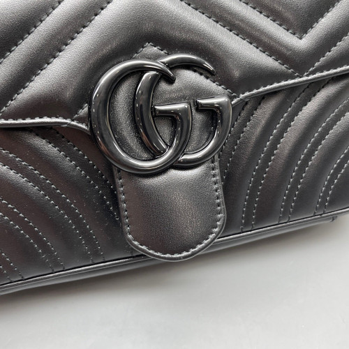 Gucci Chevron Mini GG Marmont Calfskin Black