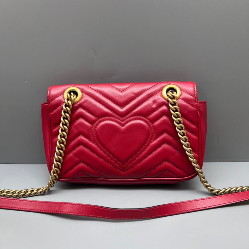 Gucci Chevron Mini GG Marmont Calfskin Red Gucci Chevron Mini GG Marmont Calfskin Red