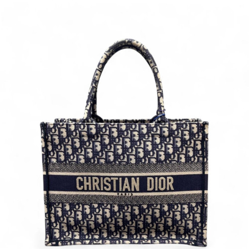 Dior Medium Book Tote Oblique Beige Navy