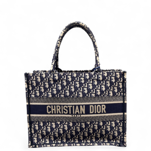 Dior Medium Book Tote Oblique Beige Navy