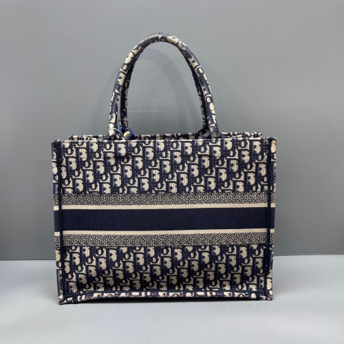 Dior Medium Book Tote Oblique Beige Navy