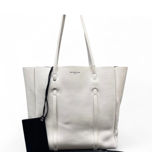 Balenciaga Tote Bag Grained Calfskin White