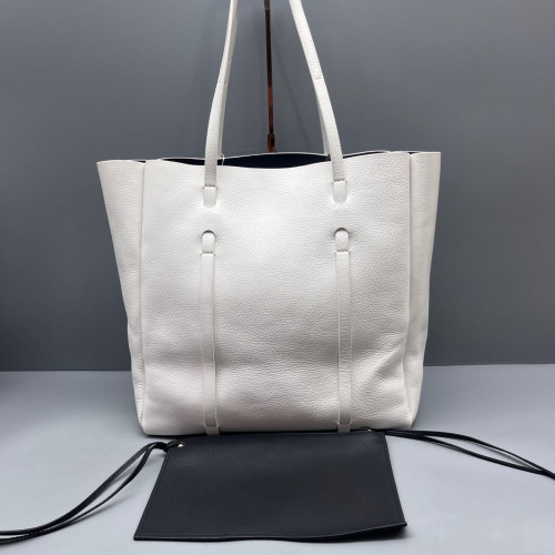 Balenciaga Tote Bag Grained Calfskin White