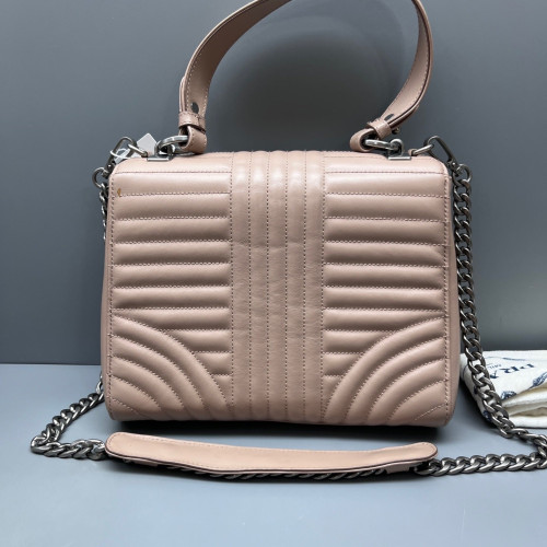 Prada Diagramme Medium Chain Flap Shoulder Bag Calfskin Natural Tan