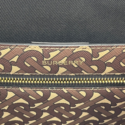 Burberry Large Stripe Book Tote Monogram Calfskin Brown Black White