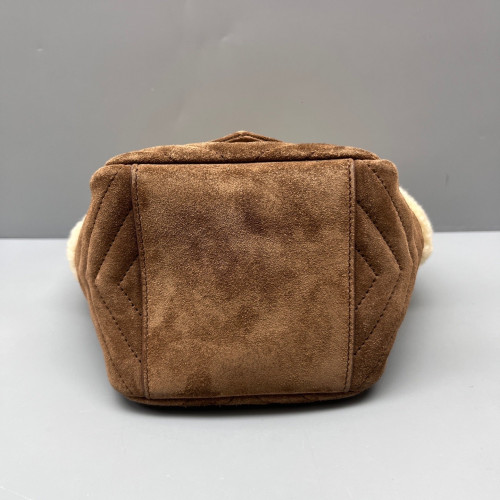 Yves Saint Laurent Bucket Shearling Lambskin Brown Beige