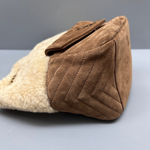 Yves Saint Laurent Bucket Shearling Lambskin Brown Beige