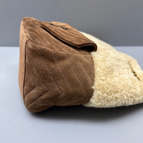 Yves Saint Laurent Bucket Shearling Lambskin Brown Beige