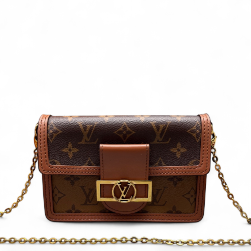 Louis Vuitton Dauphine Chain Wallet Reverse Monogram Brown