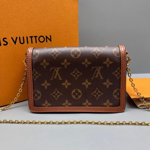 Louis Vuitton Dauphine Chain Wallet Reverse Monogram Brown