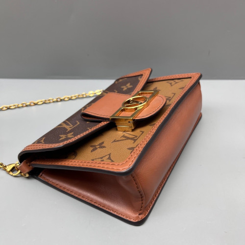 Louis Vuitton Dauphine Chain Wallet Reverse Monogram Brown
