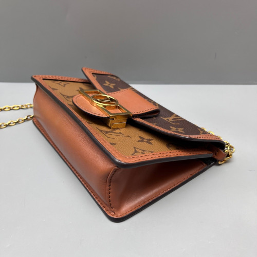 Louis Vuitton Dauphine Chain Wallet Reverse Monogram Brown