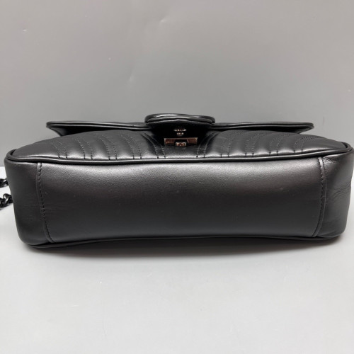 Gucci Chevron Small GG Marmont Calfskin Black
