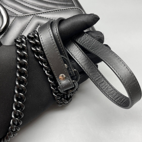 Gucci Chevron Small GG Marmont Calfskin Black