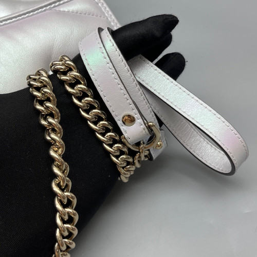 Gucci Chevron Mini GG Marmont Calfskin Silver